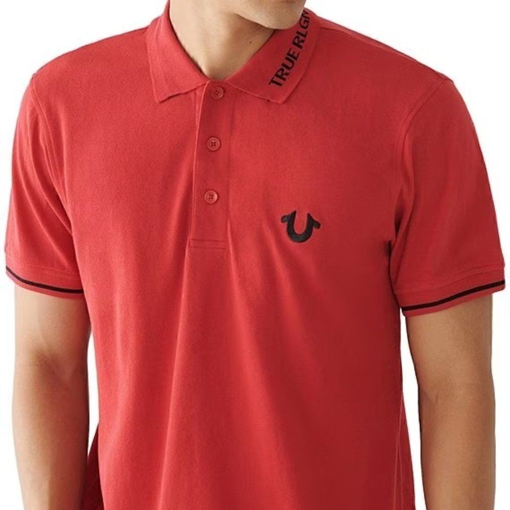 True Religion Braded Logo Collar Red Polo Shirt Size L/G
